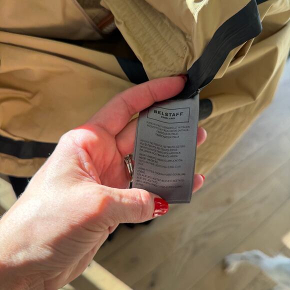 Belstaff Zip Up Utility Long Waxed Field Jacket British Khaki - Picture 14 of 14